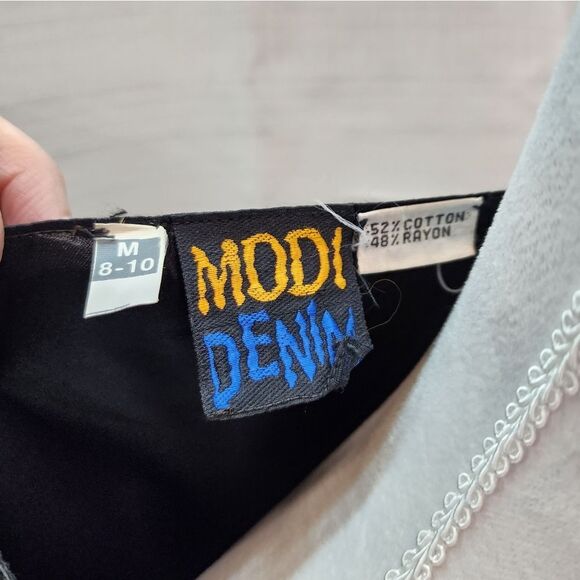 Modi Denim Vintage Sequin Applique Button Front Vest Size Medium - Picture 4 of 8